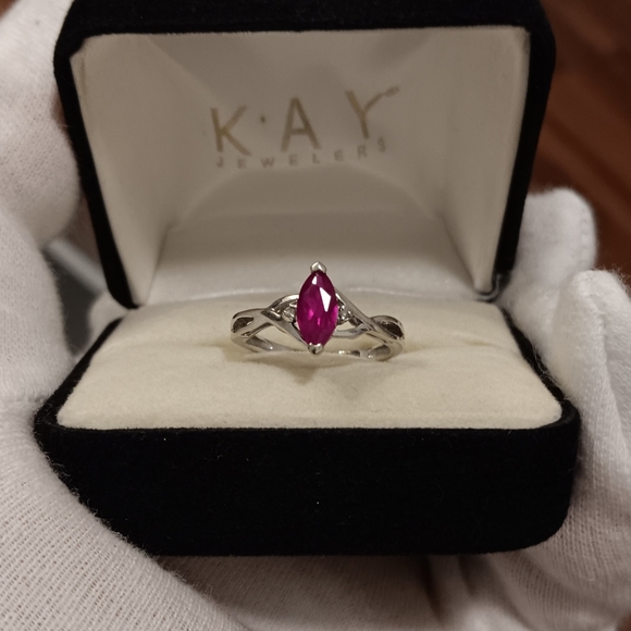 Kay Jewelers Jewelry - ❗️LAST DROP! 10K White Gold Ring Kay Jewelers Lab Ruby Diamonds Solid real 10kt